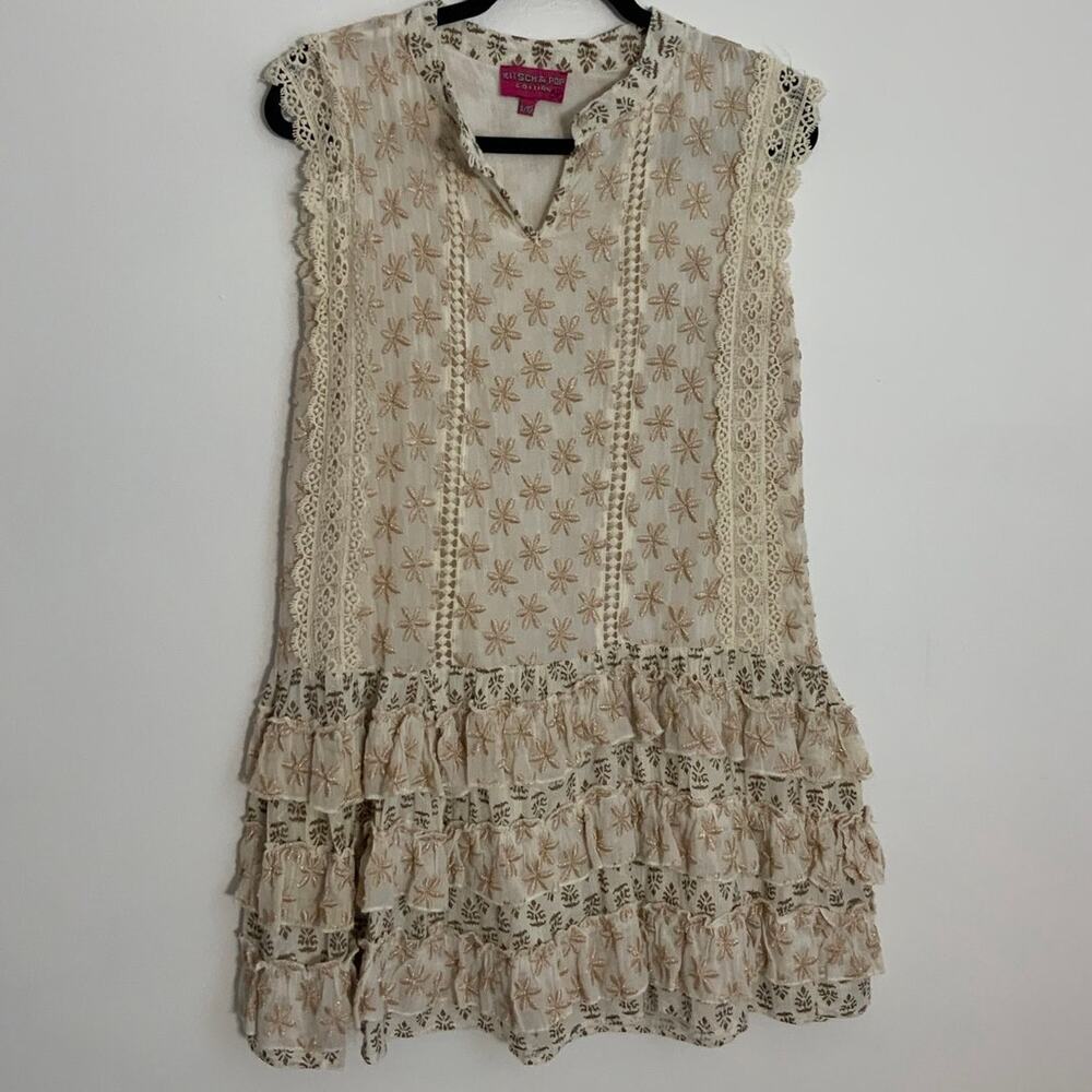Kitsch + Pop Edition Mini Embroidered Ruffle Dress size S/M